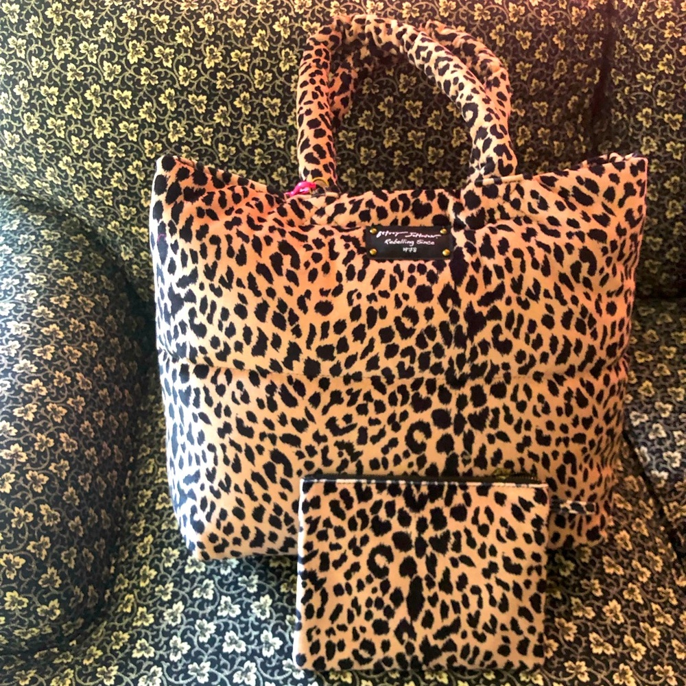 Betsy Johnson Leopard Print Weekender Tote Bag; brand new; never used